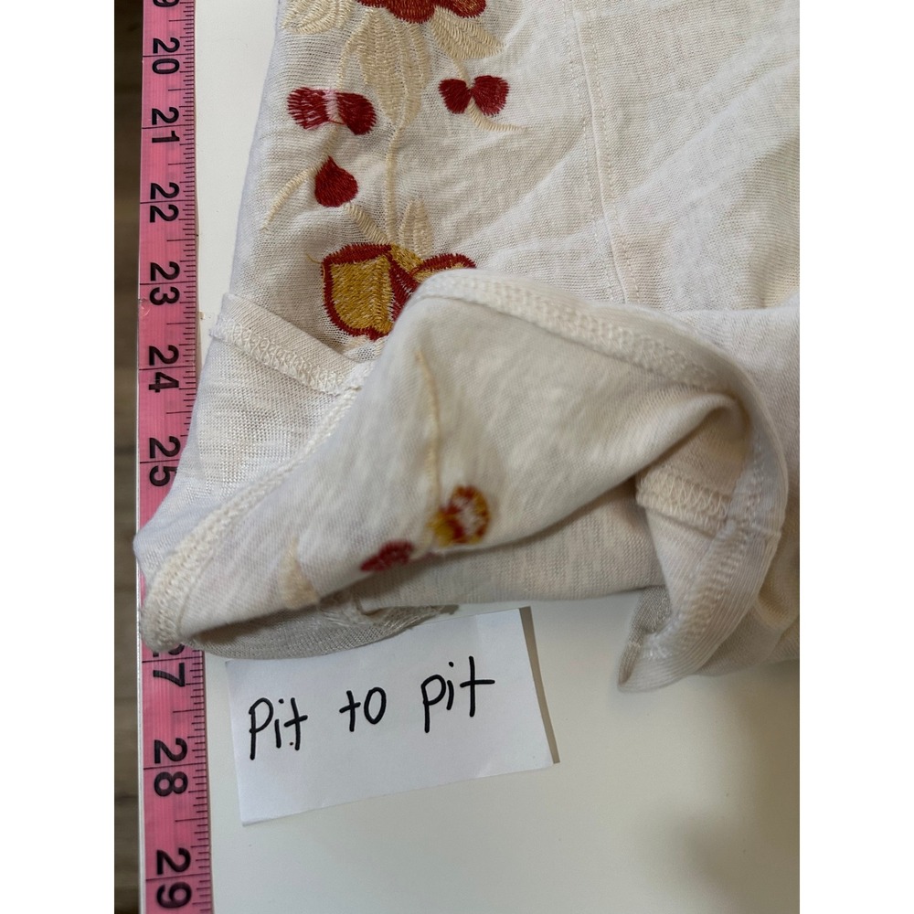 Easel Los Angeles Floral Embroidered Oversized Knit Top Cream Boho L Peasant - Picture 8 of 15